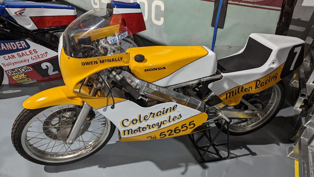Yellow and cream motorbike