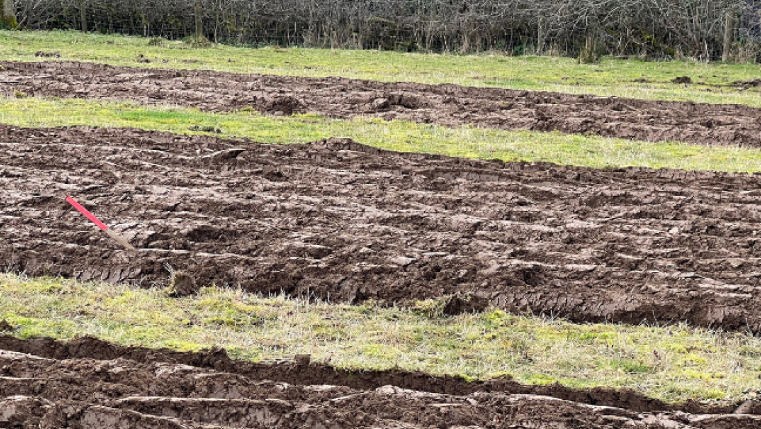 Partially ploughed field