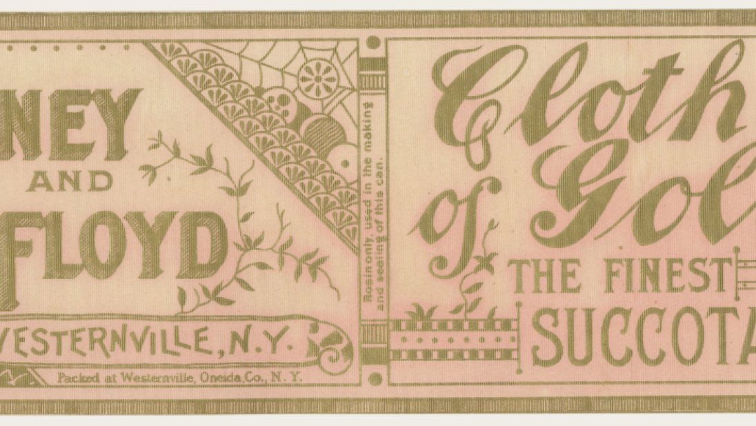 Can label of succotash, gold writing