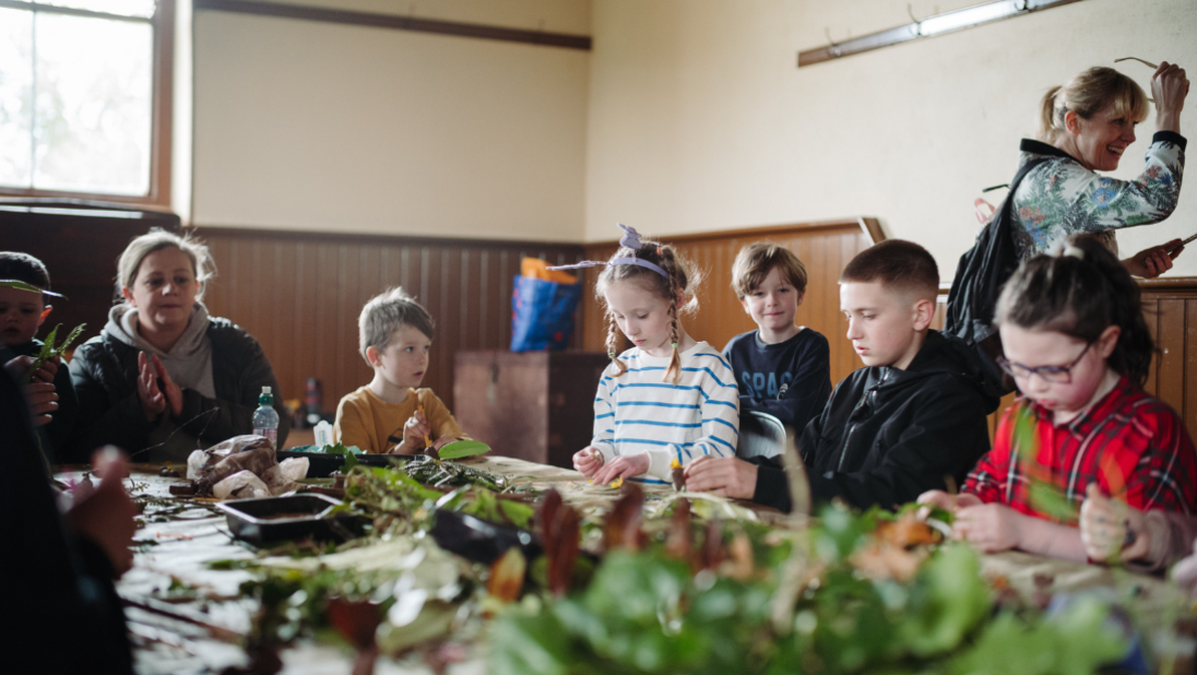 a group of children making crafts at ulster folk museum 