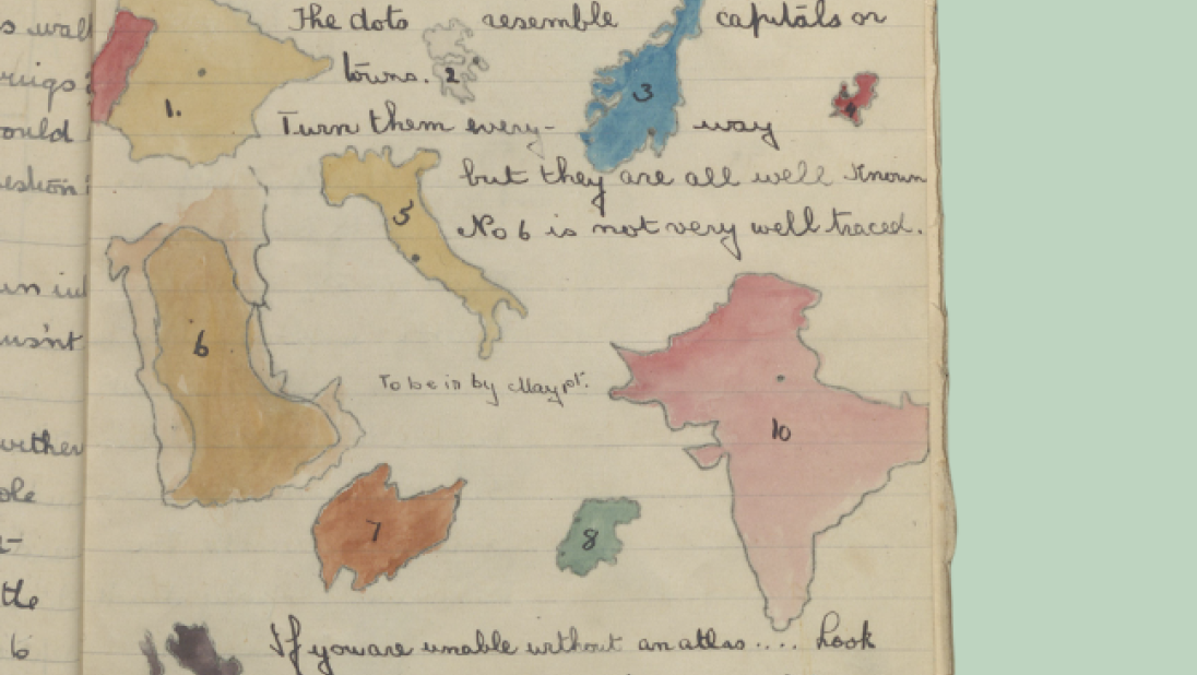 A handwritten page of a magazine with a competition to name the countries. 