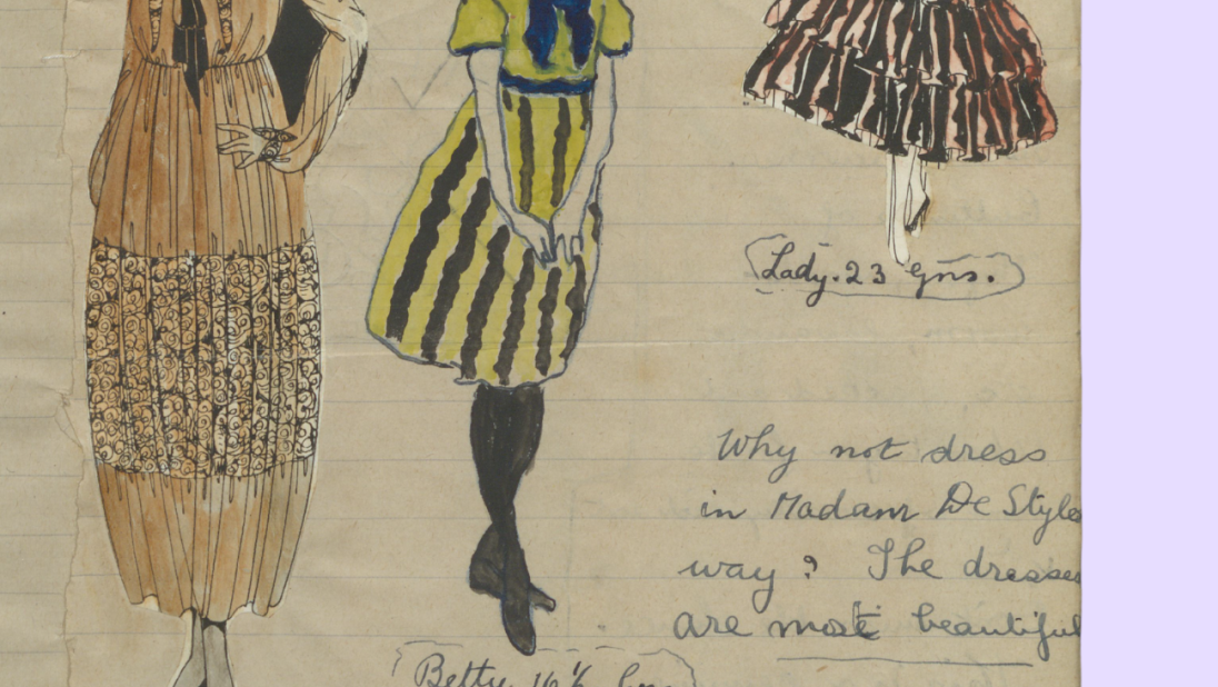 A page in a handmade magazine showing an advertisement for French clothing.