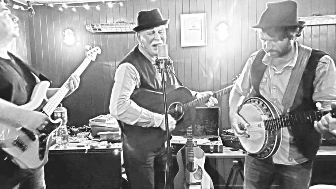 Wattery Hill Boys - 3 men playing in a band in a black and white image