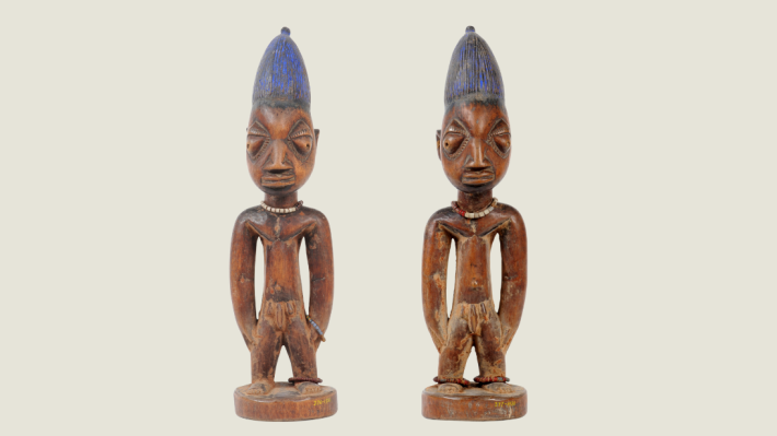 Two nigerian twin wooden figures