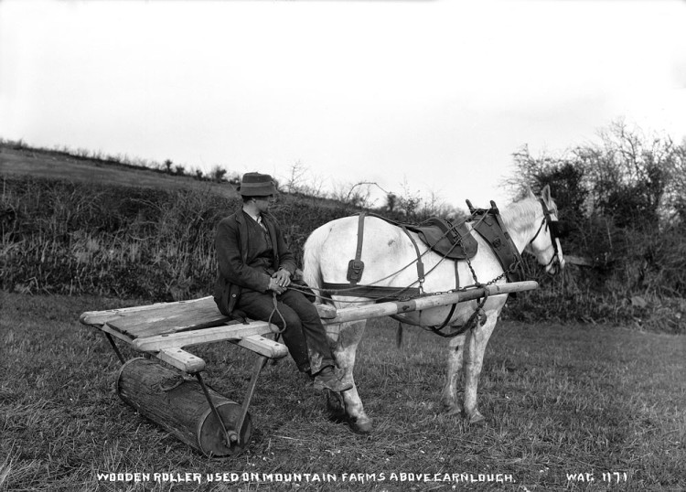 Wooden roller used on mountain farms above Carnlough