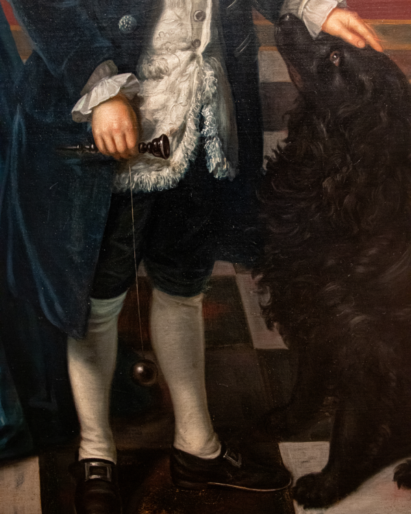 The Bateson Children Painting, cup and ball, black spaniel