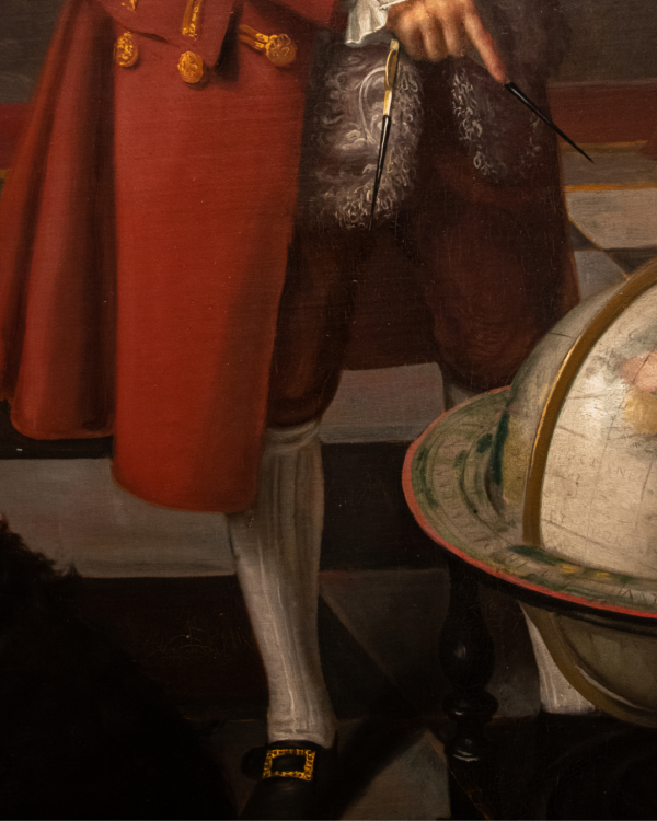 The Bateson Children Painting, close up of globe
