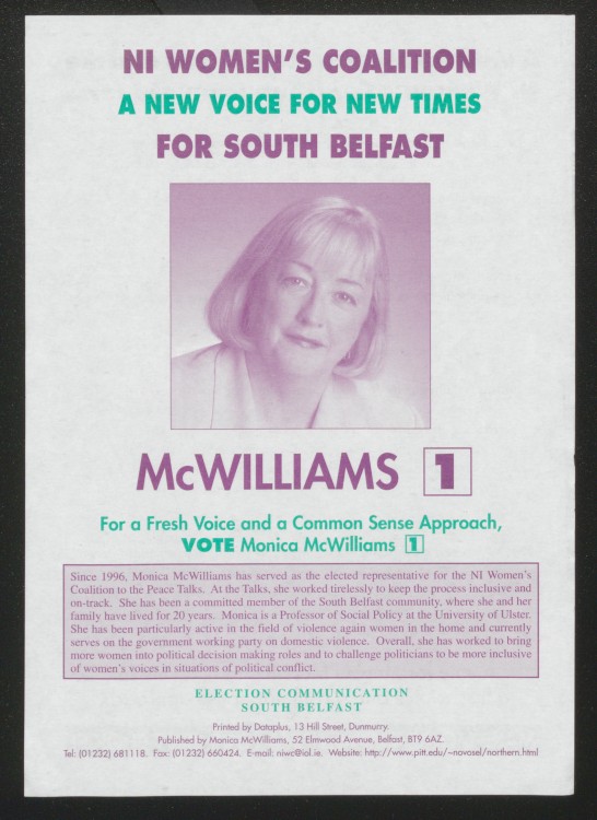 Election communication June 1998, Monica McWilliams
