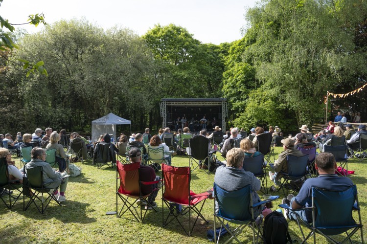 The crowd in a sunny field