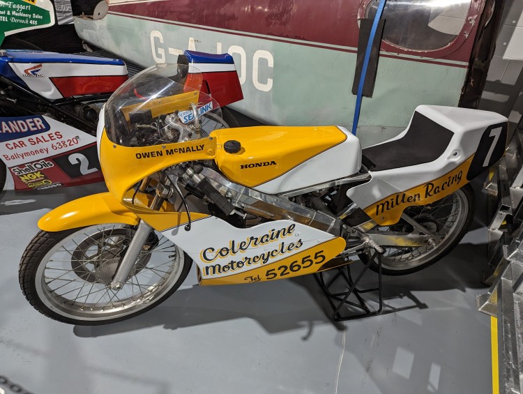 Yellow and cream motorbike