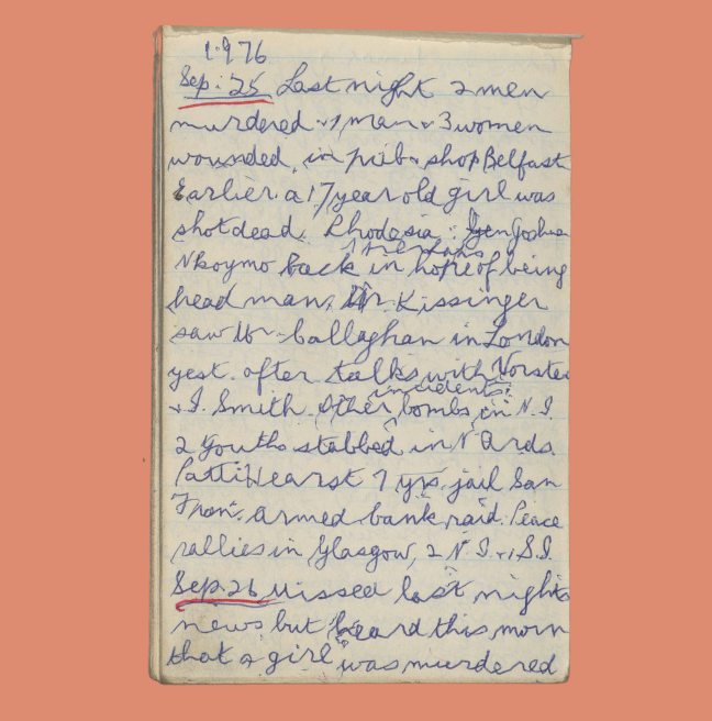 Scan of a diary entry by Lily Wright