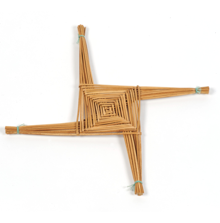 A Saint Brigid's Cross. The cross is a simple diamond shaped cross with four legs.