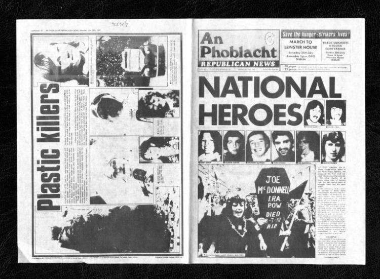Black and white scan of newspaper about the 1981 hunger strikes