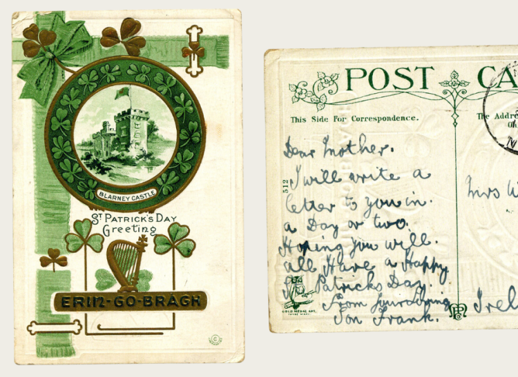 A St Patrick's day postcard. 