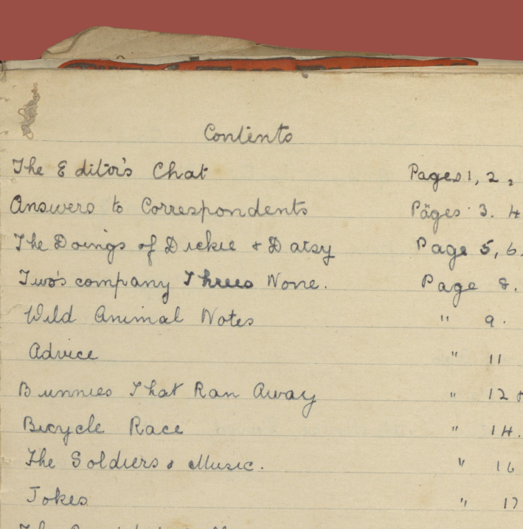The contents page.
