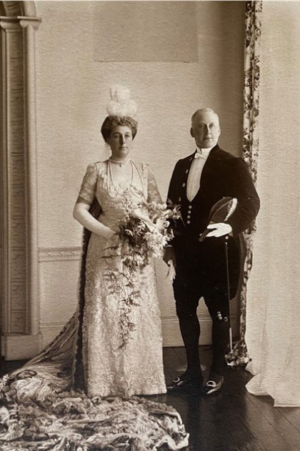 Elizabeth Balfour Laidlaw née Clark and Thomas Kennedy Laidlaw both in court dress, photographed by Lafayette Dublin, 1911