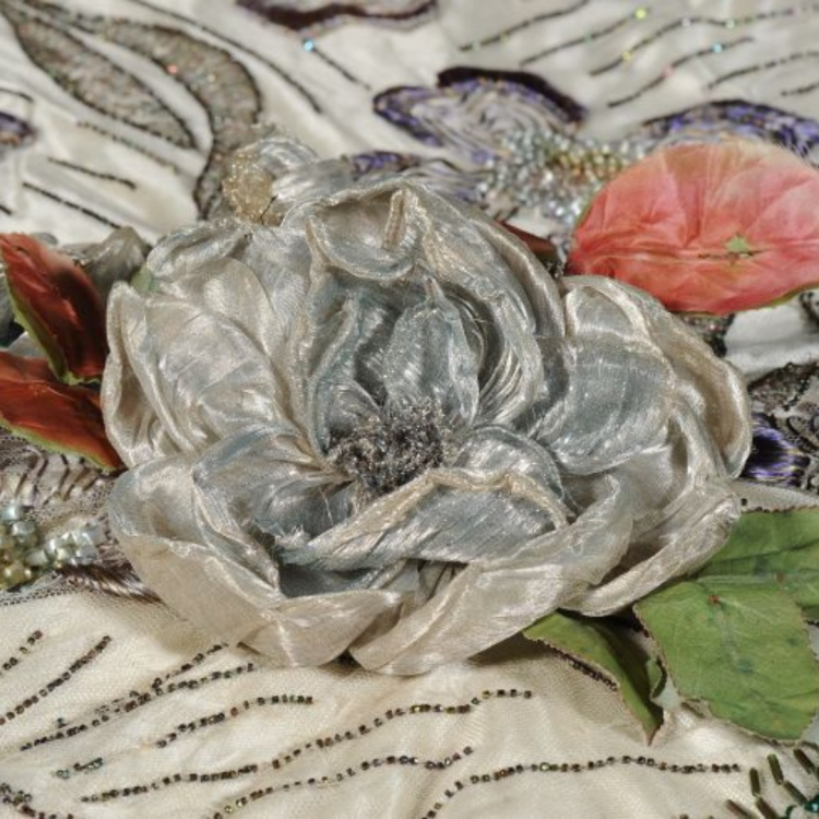 Detail of silver rose on train