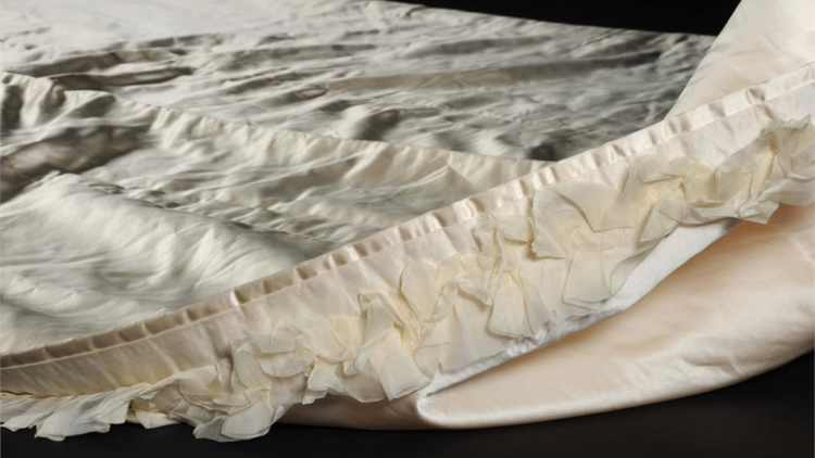 Elizabeth Balfour's wedding dress train