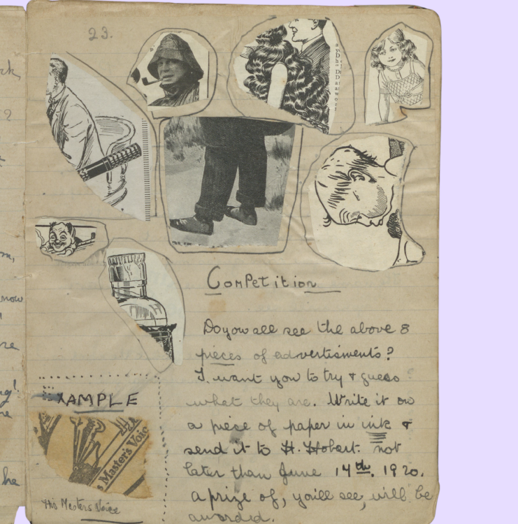 A page in a magazine with a competition to identify the advertisement.