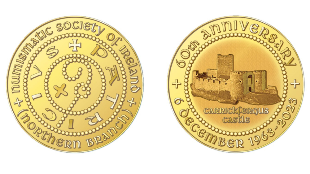 two pics of gold coins promoting numismatic society 