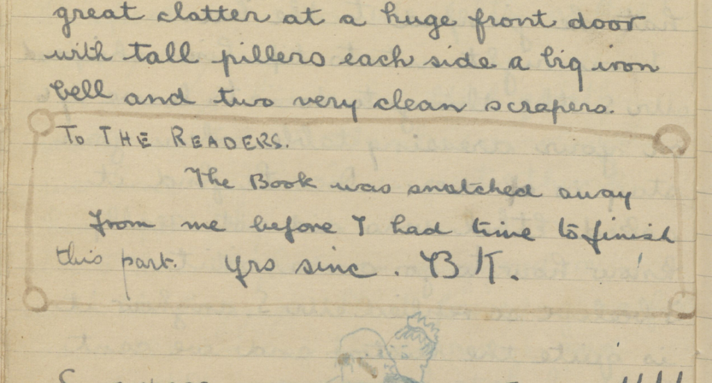 A written note in a magazine noting that the page had been confiscated from the author.