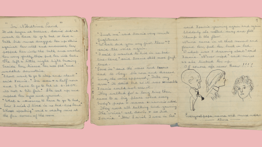 A handmade magazine open to a story page - text below.