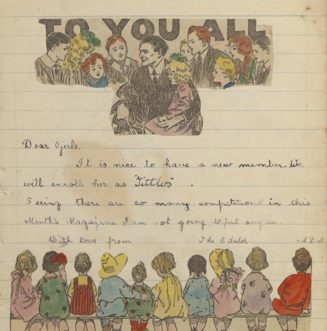 A handwritten editor's note in a magazine.