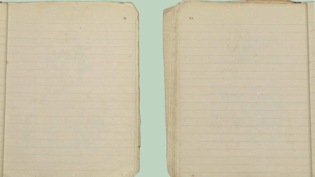Two blank pages of a homemade magazine.