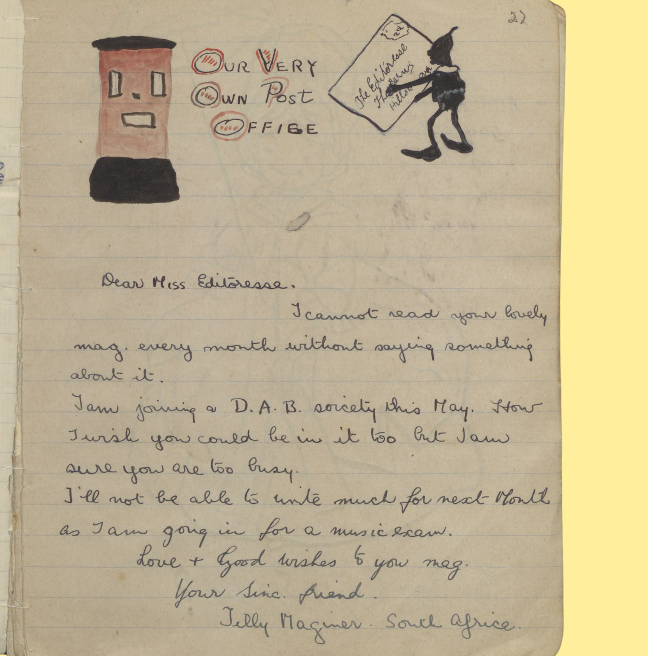 A handmade magazine page showing a letter from a reader praising the magazine.